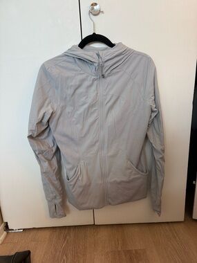 Lululemon Light Gray Zip-Up Hooded Jacket